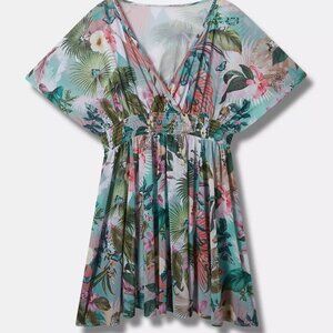 NWT Torrid Cover Up Dress Plus Size 5X Safari Adventure Green Beach Vacation
